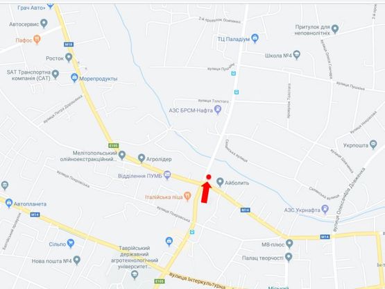 Схема рекламної площини за адресою 50-летия Победы пр. - ул. Сагайдачного (бывш. ул. Фрунзе), на светофоре, из центра