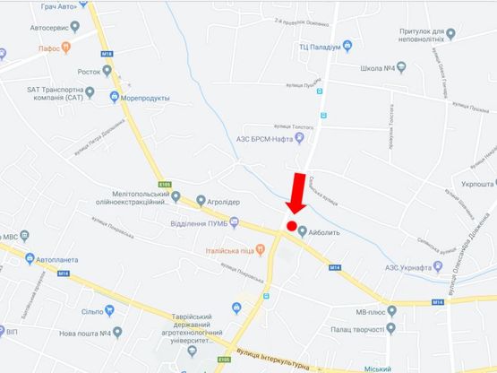 Схема рекламної площини за адресою 50-летия Победы пр. - ул. Сагайдачного (бывш. ул. Фрунзе), на светофоре, в центр