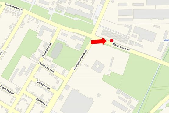 Схема рекламної площини за адресою Масарика ул. (бывш. Матросова ул.), возле входа на рынок, гипермаркета "Миван", из центра