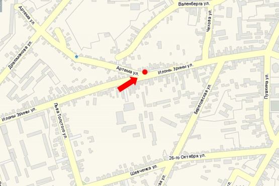 Схема рекламной плоскости по адресу Зрини И. ул. / ул. Артема