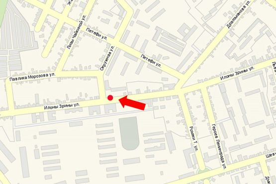 Схема рекламной плоскости по адресу Зрины И. ул. / ул. Окружная, возле магазина "Войскторг"