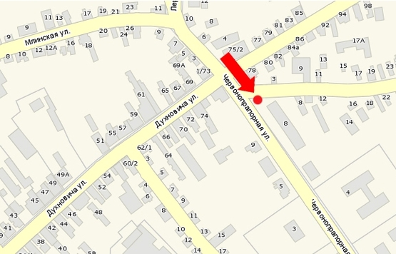 Схема рекламной плоскости по адресу Духновича ул. / Мудрого Я. ул. (бывш. Краснознаменная ул.), на светофоре, центр