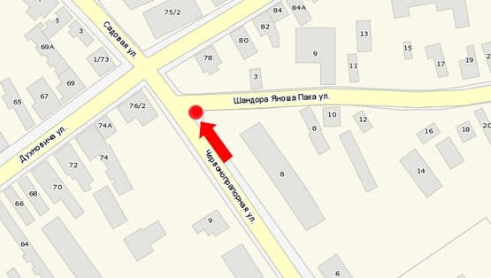 Схема рекламної площини за адресою Духновича ул. / Мудрого Я. ул. (бывш. Краснознаменная ул.), на светофоре, центр