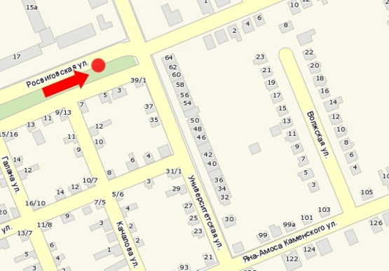 Схема рекламной плоскости по адресу Росвиговская ул. / ул. Университетская, микрорайон "Росвигово", возле рынка