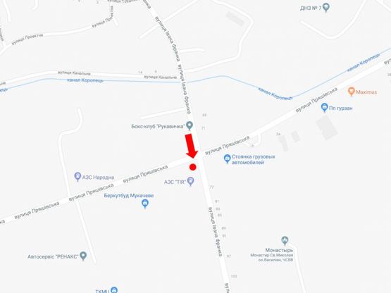 Схема рекламной плоскости по адресу Франко ул. / Пряшевская ул., из центра