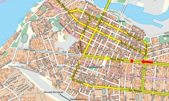 Схема рекламной плоскости по адресу Центральный пр. (бывш. Ленина пр.) / Инженерная ул., возле ТРЦ "City Center", в центр