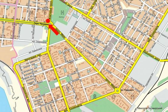 Схема рекламной плоскости по адресу Богоявленский пр. (бывш. Октябрьский пр.) / Пограничная ул. (бывш. Чигрина ул.), кольцо автовокзала, возле супермаркетов "Велика Кишения", "Технополис", правая