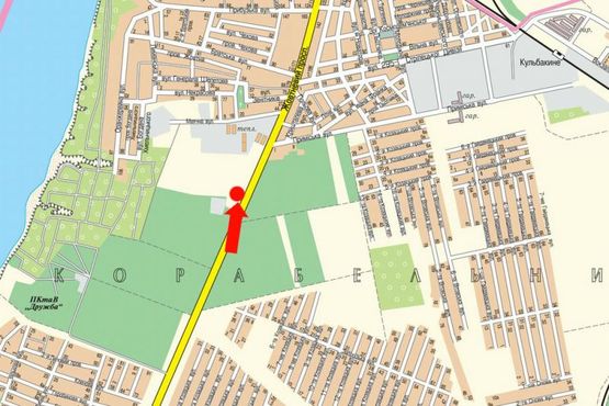 Схема рекламной плоскости по адресу Богоявленский пр. (бывш. Октябрьский пр.), напротив супермаркетов "Таврия В", "Эпицентр", в центр