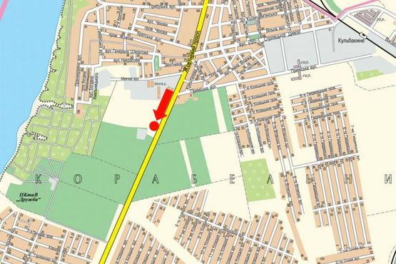 Схема рекламной плоскости по адресу Богоявленский пр. (бывш. Октябрьский пр.), напротив супермаркетов "Таврия В", "Эпицентр", из центра