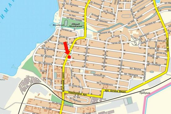 Схема рекламной плоскости по адресу Богоявленский пр. (бывш. Октябрьский пр.) / Сагайдачного ул. (бывш. Ватутина ул.), из центра