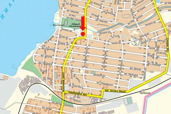 Схема рекламной плоскости по адресу Богоявленский пр. (бывш. Октябрьский пр.) / Торговая ул., возле парка "Молодежный", из центра