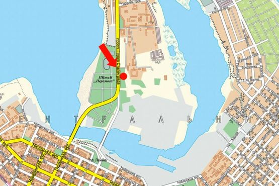 Схема рекламной плоскости по адресу Героев Сталинграда пр., возле супермаркетов "Амстор", "Praktiker", в центр