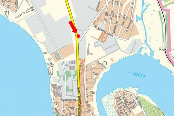 Схема рекламной плоскости по адресу Киевское шоссе / Александровское шоссе, перед Терновской развилкой, в центр