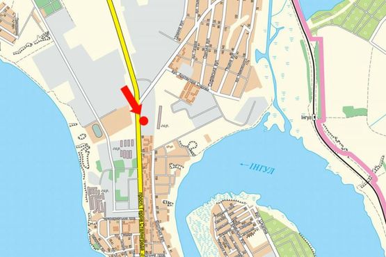 Схема рекламной плоскости по адресу Героев Сталинграда пр., 103, Терновская развилка, возле АЗС "БРСМ", в центр