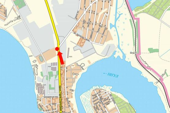 Схема рекламной плоскости по адресу Героев Сталинграда пр., Терновская развилка, возле супермаркета "АТБ", из центра