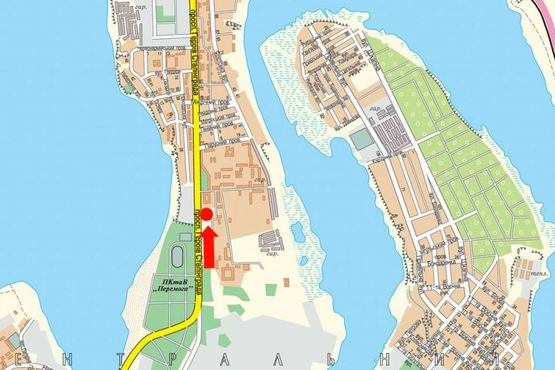 Схема рекламной плоскости по адресу Героев Сталинграда пр., 9Д, возле супермаркета "Metro", АЗС "Formula", из центра