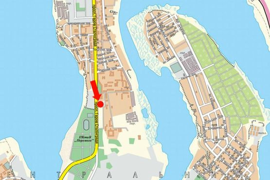 Схема рекламной плоскости по адресу Героев Сталинграда пр., 9Д, возле супермаркета "Metro", АЗС "Formula", в центр