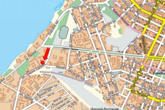 Схема рекламной плоскости по адресу Карпенко ул. / Мореходная ул., возле АЗС "Amic", из центра