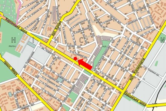 Схема рекламной плоскости по адресу Херсонское шоссе, 36, возле супермаркета "Экомаркет", в центр