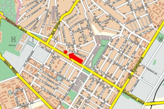 Схема рекламной плоскости по адресу Херсонское шоссе, 30, возле супермаркета "Экомаркет", в центр