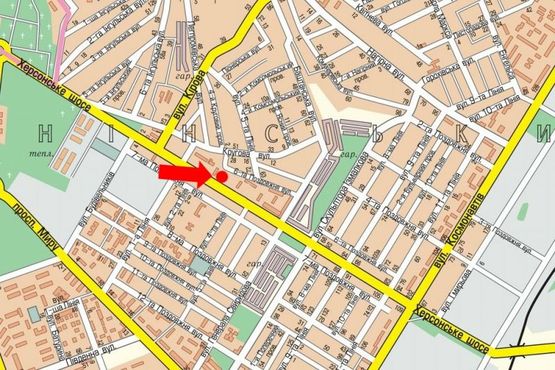 Схема рекламной плоскости по адресу Херсонское шоссе, 30, возле супермаркета "Экомаркет", из центра