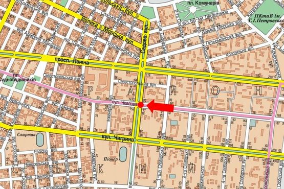 Схема рекламной плоскости по адресу Чкалова ул. / Садовая ул., возле супермаркета "АТБ", разделитель, в центр, левая