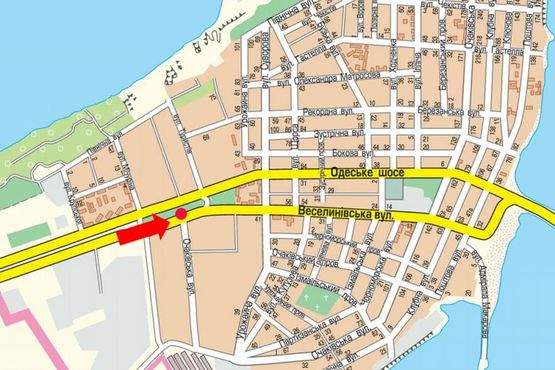 Схема рекламної площини за адресою Веселиновская ул. / Очаковская ул., возле Варваровского рынка, в центр