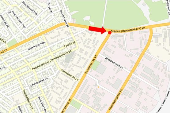 Схема рекламної площини за адресою Покровская ул. (бывш. Кирова ул.) / Космонавтов ул., из центра