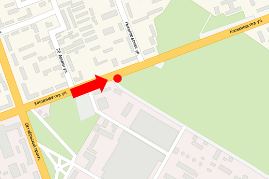 Схема рекламної площини за адресою Космонавтов ул. / Турбинная ул., из центра