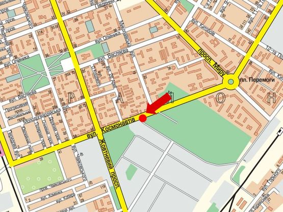 Схема рекламной плоскости по адресу Космонавтов ул. / Турбинная ул., в центр