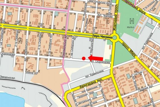 Схема рекламной плоскости по адресу Кузнецкая ул. (бывш. Скороходова ул.), 213, в центр (флажок)