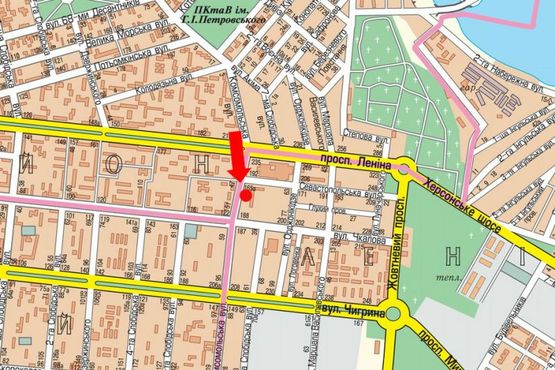 Схема рекламной плоскости по адресу 6-я Слободская ул. (бывш. ул. Комсомольская), 46, возле ДТ «Южный Буг», из центра (флажок)