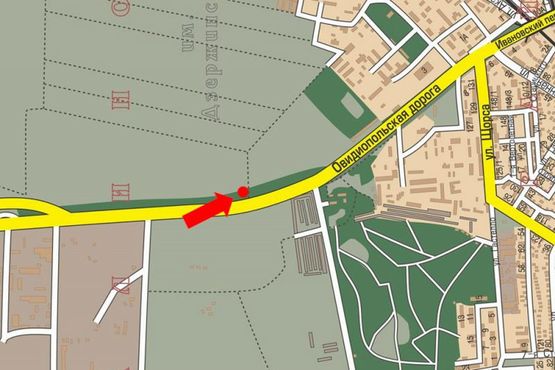 Схема рекламної площини за адресою Овидиопольская дорога,  возле супермаркетов "Шестой элемент", "METRO" (флажок)