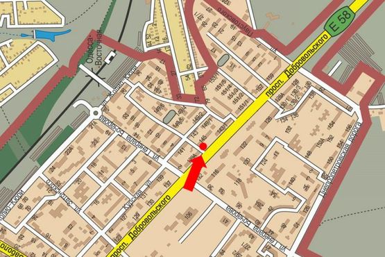 Схема рекламної площини за адресою Добровольского пр., 145, возле ресторана "McDonald's", из центра