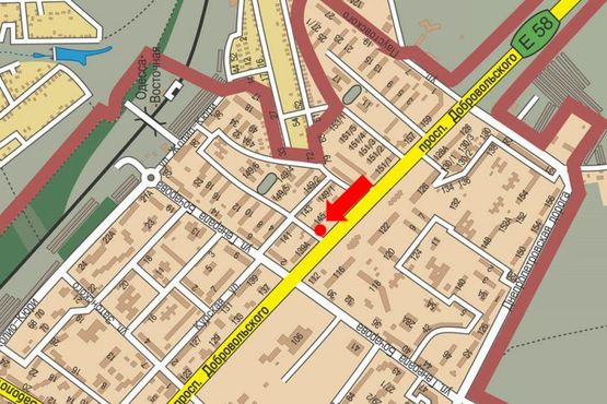 Схема рекламной плоскости по адресу Добровольского пр., 145, возле ресторана "McDonald's", в центр