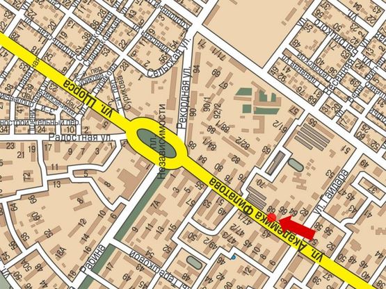 Схема рекламної площини за адресою Филатова ул., 68, возле супермаркета "Два шага", в сторону пл. Независимости