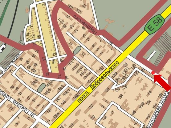 Схема рекламної площини за адресою Паустовского ул., 29, разделитель, в сторону Добровольского пр.