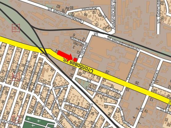 Схема рекламної площини за адресою Столбовая ул., 30 / Степная ул., возле АЗС "Socar", в центр (флажок)