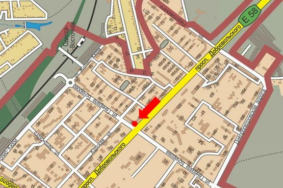 Схема рекламної площини за адресою Добровольского пр., 139, возле ресторана "McDonald's", в центр