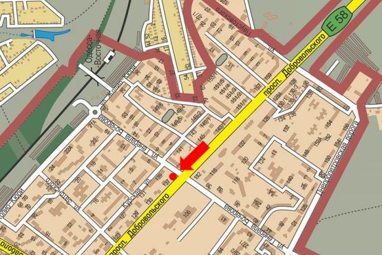 Схема рекламної площини за адресою Бочарова ул. / Добровольского ул., возле рынка "Северный"