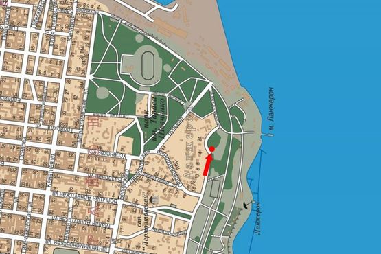 Схема рекламной плоскости по адресу Черноморская ул, возле ресторана "Хуторок", парка им. Шевченко, пляж Ланжерон