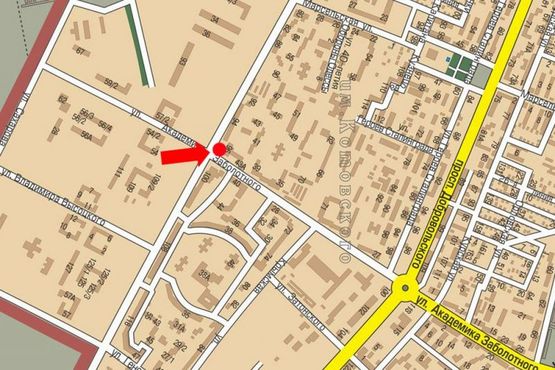 Схема рекламної площини за адресою Палия ул. (бывш. Днепропетровская дорога) / Заболотного ул., возле супермаркета "Таврия В"