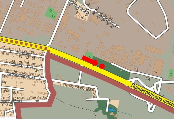 Схема рекламной плоскости по адресу Киевское шоссе (бывш. Ленинградское шоссе) / Новомосковская дорога, 9/4, из центра