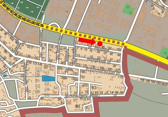 Схема рекламної площини за адресою Киевское шоссе, 8, из центра