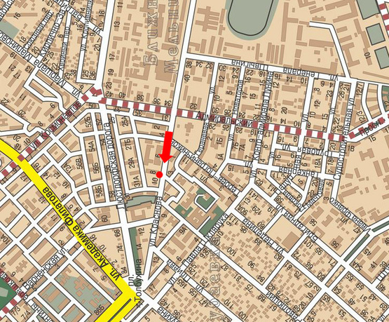 Схема рекламної площини за адресою Краснова ул., 3, возле банка "Пивденный", из центра