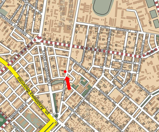 Схема рекламної площини за адресою Краснова ул., 3, возле банка "Пивденный", в центр