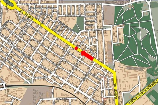 Схема рекламної площини за адресою Рихтера ул. (бывш. Щорса ул.), 99, разделитель, в сторону пл. Независимости, правая