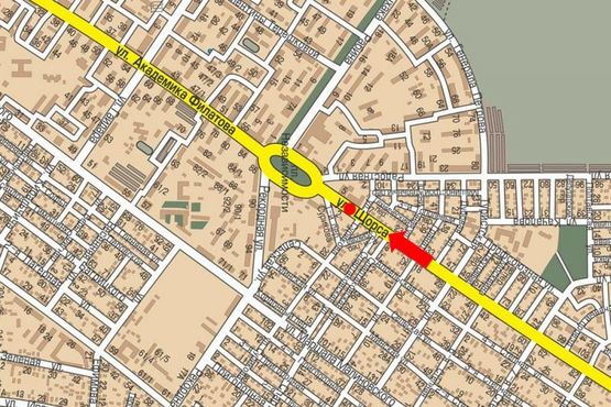 Схема рекламної площини за адресою Рихтера ул. (бывш. Щорса ул.) / Радостная ул., 2/4, в сторону пл. Б.Деревянко, разделитель, правая