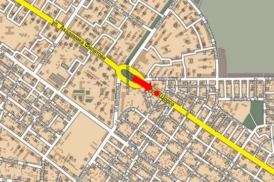 Схема рекламной плоскости по адресу Рихтера ул. (бывш. Щорса ул.) / Радостная ул., 2/4,со стороны пл. Б.Деревянко, разделитель, правая