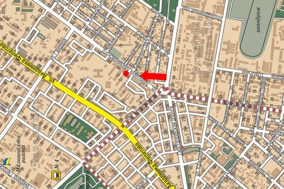 Схема рекламної площини за адресою Малиновского ул., 15, со стороны Адмиральского пр. (флажок)